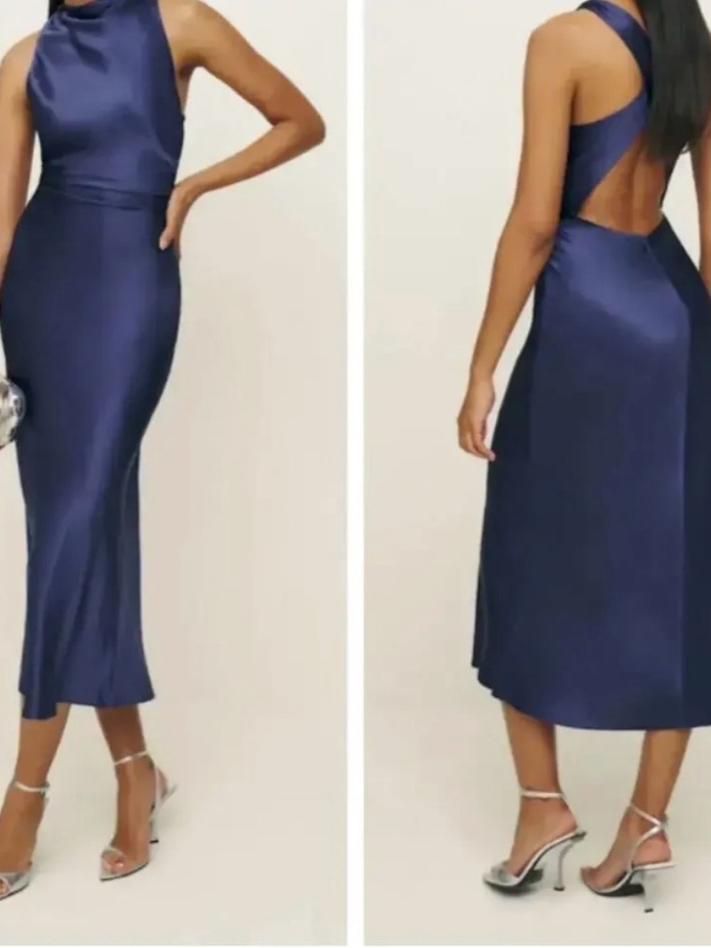 NWT | Reformation Navy Dress 100% Silk | Casette Silk Dress